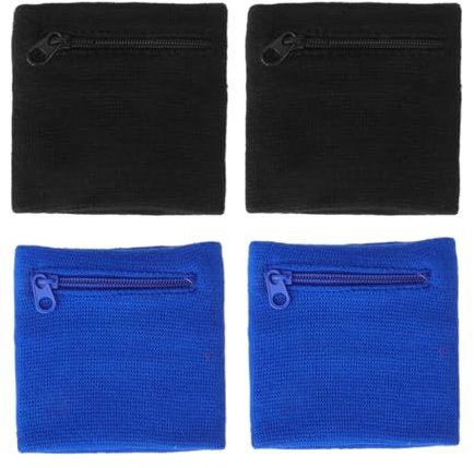 COHEALI 4 Stück Armband Schlüsseltasche Am Handgelenk Schweißband Mit Reißverschluss Handgelenktasche Mit Reißverschlusstasche Damen Geldbörse Baumwolle Schutzausrüstung Mann Atmungsaktiv