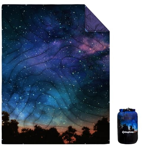 KingCamp Couverture de voyage ultra légère, couverture de camping d'extérieur chaude et imperméable, compacte, petite taille une fois pliée pour le camping, le bureau, la maison, l'extérieur