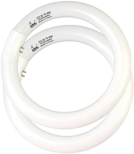 CHKADAWA FCL30/30K Circular Fluorescent Light Bulbs T9 9 inch 30 Watts, Round FCL30EX-L 27K Circline Light Bulb FC9T9/KB 30W 830 3000K, 32030 WW Warm White, G10q 4 Pin Base, 2 Pack