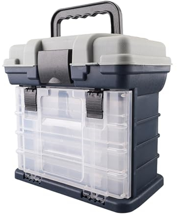 Erice Tackle Box, tragbarer Angel-Organizer mit 4 Schubladen, große Angelbox, mehrere Fächer, Aufbewahrungsbox, Organizer für Angelzubehör, Zubehör für Angelzubehör