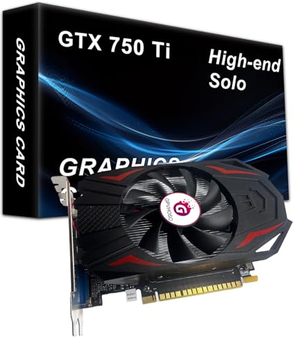 GPVHOSO Tarjeta gráfica GTX 750Ti, 2 GB GDDR5 128bit Direct X12 640SP tarjeta de video para juegos, interfaz PCI Express 3.0x16, HDMI, DVI-D, VGA, ventilador único, GPU de baja potencia para juegos de