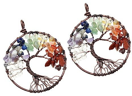 NUOBESTY Set Di 2 Collane Con Ciondolo E Albero Della Vita in Cristallo Unico Gioielli Di Moda Eusens Per Donna