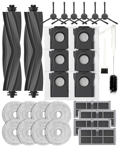 Yivy Tillbehör för Dreame L40s Ultra AE/L40s Ultra CE/X30 Ultra/Mova E30 Ultra/L10s Pro Ultra Heat /l10s Ultra gen 2 (inte för L10s Ultra): 2 huvudborste,4 filter, 6 dammpåsar, 8 torkkuddar