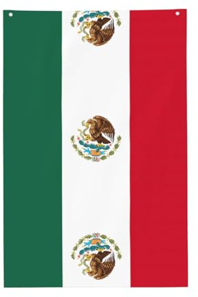 Bandera de México de colores vivos de 2 x 3 pies para exteriores, banderas con ojales, poliéster de alta calidad