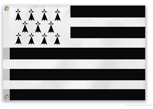 Drapeau breton - 75x112cm - Avec œillets - Idées cadeaux - Bretagne