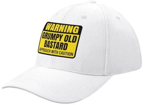 CWCMZDH Cappellino Baseball Segnale di Avvertimento Grumpy Old Bastard Avvicinarsi con cautela - Divertente Uomo Nonno Berretto da Baseball Visiera Termica Nero Cappellini Uomo Donna