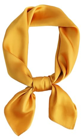 CCAIPU Sciarpa di Seta per Donne, Sciarpa Foulard Morbida e Leggera Colore Solido Seta Sentire Bandana Raso Signore Sciarpa di Seta per Donne Signore-70x70cm (Giallo)