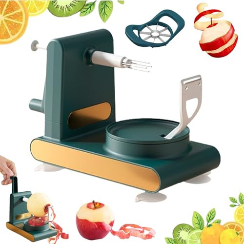 Beachersett Multi-Fruit Peeler 2.0, Hand Crank Machine with Powerful Suction Base (Green)