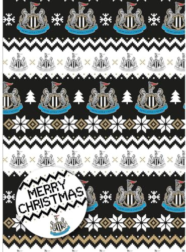 Weihnachts-Geschenkpapier Newcastle FC Weihnachtsfolie für Geschenke, Fußball, 2 Bögen, 2 Etiketten