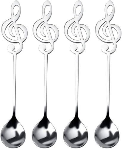 4 Pcs Musical Note Coffee Teaspoons - Stainless Steel Music Spoons for Coffee Tea Dessert Ice