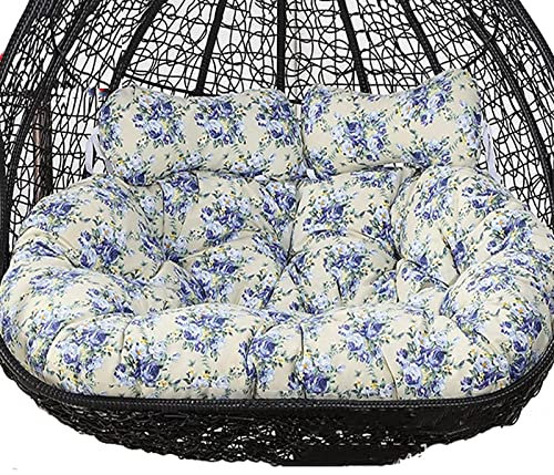 Double Egg Chair Cushion Waterproof and Detachable 2 Person Hammock Swing Chair with Floral Design for Garden Indoor Outdoor Hanging Basket Seat Pad for 2 Seater