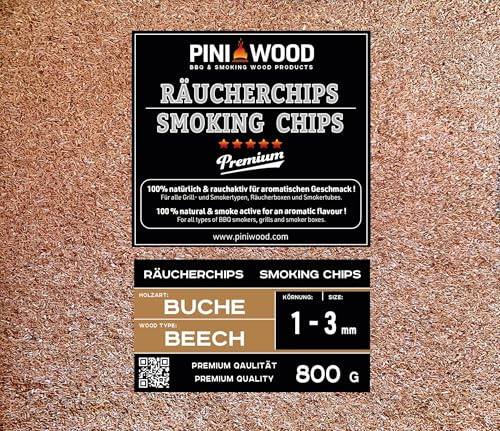 PINI 800 g Räucherchips Buche 1-3 mm Smoking Dust Räucherspäne
