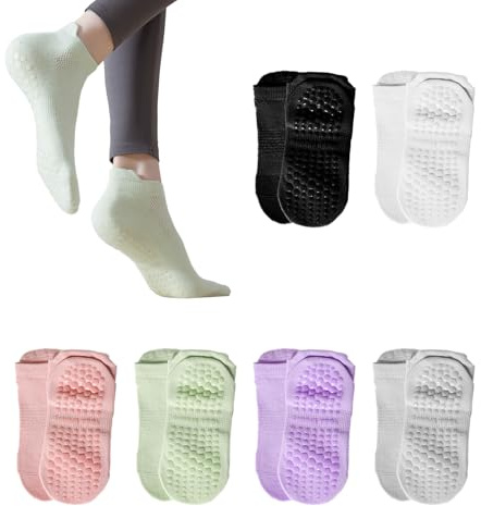 Jiujuda9 6 Paar Yoga Pilates Socken Damen, Rutschfeste Stoppersocken | Atmungsaktive Socken für Trampolin Barre Ballett Pilates und Zuhause
