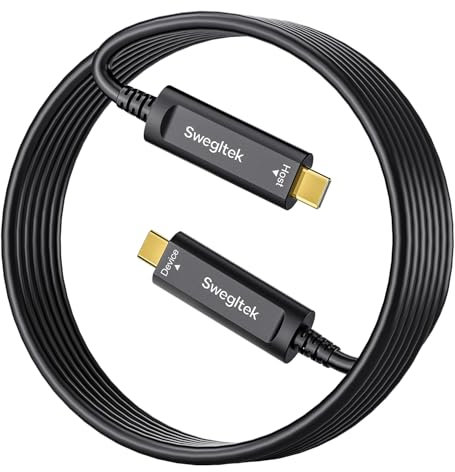 swegltek Fiber Optic USB C Cable(33ft),10Gbps Active Optical Type C Gen3.2 Cable,Compatible with Cameras,Displays,Projectors,Webcams,Printer