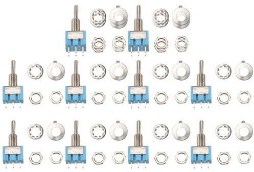 Cpolebev 10 PièCes SPDT Mini Interrupteur à Bascule 3 Broches 2 Positions ON/ON Miniature Interrupteur à Bascule 6A 125V AC Interrupteur à Bascule -102