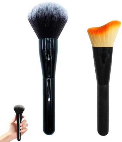 Set di 2 pennelli grandi per cipria, pennelli per fondotinta per un trucco impeccabile, 16 cm e 18 cm, perfetti per l'uso quotidiano e occasioni speciali