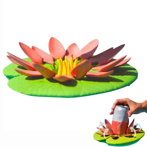 FRYSKYO Lily Pad Cupholder, Pool Can Holder with Self Adjusting Petals, Bathtub Candle Floating Bathroom Wine Glass Rack