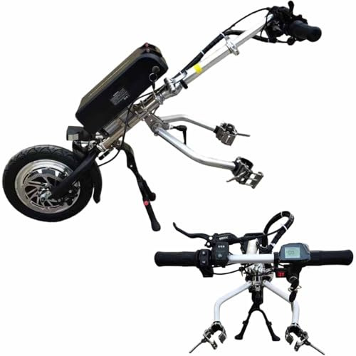 Kit motorisation Fauteuil Roulant avec Port de Chargement USB,Double Frein/Marche arrière/régulateur de Vitesse,autonomie de 65km,écran LCD,Dispositif Traction Fauteuil Roulant,B-17AH