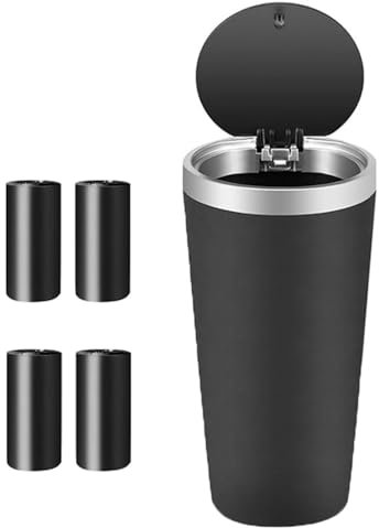 NEESTARTLY Car Trash Can with Lid, Car Garbage Bins, Leakproof & Spill-Proof Auto Rubbish Bin, Portable Vehicle Trash Organizer for Car, Truck, Travel, Home Office, Workspace, Countertop Use (Silver)