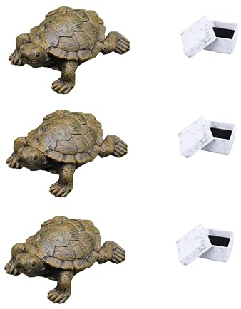 WOO MANTO Schildkröte Figur 6,5cm lang - kleine Tierfigur aus Harz, Dekofigur für Garten/Indoor Flaschengarten Miniteich (3)