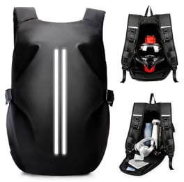 HYC00 Sacs à Dos de Moto pour Homme Femme étanche Sac à Dos pour Casque de Moto,Accessoires de Moto,Réfléchissant Sacs à dos Décontracté Sac à dos pour Casque de vélo Pour Formation Voyage,Noir Grand