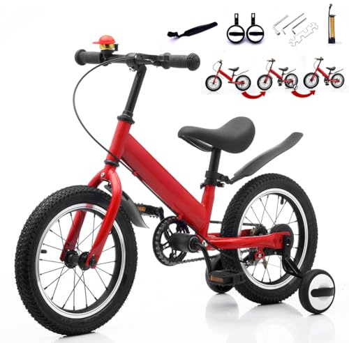 CXYTX 2 in 1 Laufrad, 14,Zoll Kinderlaufrad und Kinderfahrrad | geeignet für Kinder im Alter von 2-7 - Dual-Use-Funktion - mit Bremse - Pedal - verstellbarem Sitz - Trainingstheorie