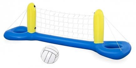 Jeu de Volley Gonflable et Flottant pour Piscine 244 x 64 cm - Filet et Ballon - Jouet Sport Aquatique, Eau - Set Enfant Adulte + Carte Tigre