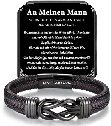 HAYOUWAY Ich Liebe Dich Geschenke für Männer An Meinen Sohn Papa Mann | Armband Lederarmband Herren mit Gravur Geburtstag Liebe Jahrestag Weihnachten Geschenk für Ihn Freund Ehemann Jungen Teenager