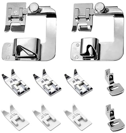 10 Piedini da Cucito in Acciaio Inox,Piedini Macchina da Cucire con Macchina da Cucire, Piedini Universali per Pelle Orlo e Pieghettare Tessuti Sottili,Accessori per Brother, Singer, W6, Elina,Pfaff