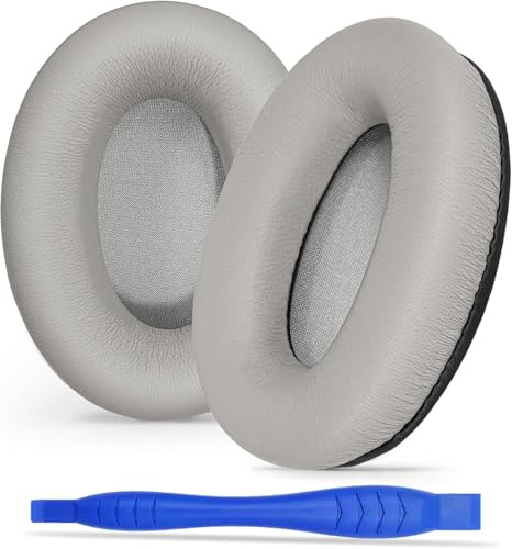 WH-1000XM3 Ohrpolster-Ersatz für Sony XM3 Noise Cancelling Kopfhörer, Ohrkissen aus echtem Lammleder mit weicherer Akustik-Memory-Schaumstofffüllung und stärkerer Polsterung (Silber)