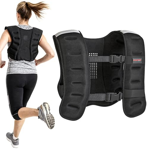 SPORTNOW Gilet lesté 5 kg, veste lestée respirant avec sangles réglables et bandes réfléchissantes, gilet de poids pour musculation, course à pied, entraînement fitness, en sable de fer, noir