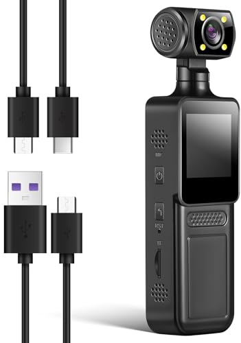 Genérico Cámara De Acción Mini Videocámara Portátil Cámara Corporal De Seguridad Personal para Grabadoras para Reuniones Mini con Audio para Viajes y Trabajo