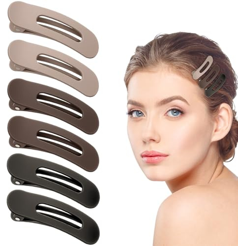 Ymapinc - Juego de 6 pinzas de pelo pequeñas para peinar, juego de pinzas planas de plástico de 2.36 pulgadas, clip de estilo francés para cabello fino, accesorios de clip mate