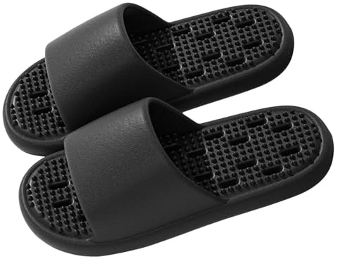 Generiska badtofflor för kvinnor öppna tår badskor halkfria med hål badtofflor lätta eleganta duschtofflor mjuk sula badpall ultralätt med massagesula tofflor, kaki, 42 EU