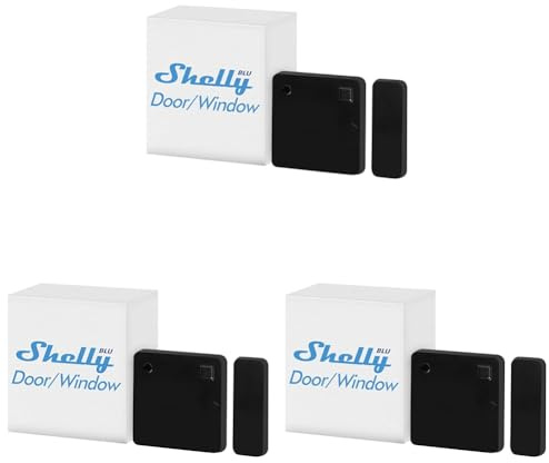 Shelly Blu Door/Window Nero - Allarme Intelligente con Sensore di Movimento Bluetooth, Sicurezza Domestica, Rilevatore con Controllo Remoto, Avvisi Tramite App, Alexa e Google, Gateway Richiesto