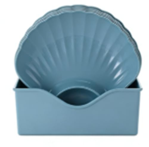 NOENNULL Juego de Platos Llanos, 8 Platos de Plástico Multiusos para Servir Aperitivos, Plato Apilable para Aperitivos para Organizar Huesos y en Casa (8 piezas azul con bandeja)