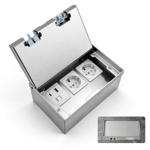 Presa da pavimento per serbatoio da pavimento, con 2 AC + 1 USB + 1 RJ45, in acciaio inox, impermeabile e antipolvere, per esterni, interni, ufficio, hotel