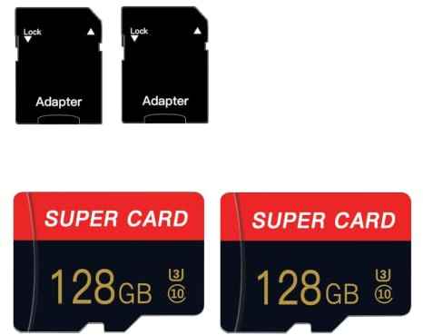 2 Pack 128GB Micro SD Cards Class 10 TF Card with Adapter Class 10 Memory Card for Smartphones/Camera/Tablet 2-Pack
