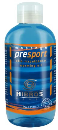 Hibros Olio Attivante Pre Sport Presport Ciclismo - Stagione Mite Fredda - Riscaldante Medio - Massaggio Assorbimento Rapido Made in Italy Olio (200 ml)