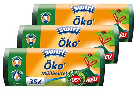 Swirl Öko Müllbeutel 35L 12 stk./ Rolle mit Zugband (3er Pack)