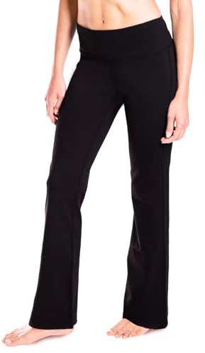 Yogipace Petite Women's Bootcut Flare Yoga Pants with Pocket, Flare Leggings for Workout, Travel & Everyday,27,Black,Size XL