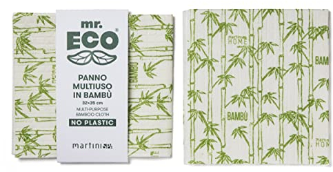 martini SPA Panno Multiuso, Viscosa di bambù e Fibra di PLA derivata dal Mais, Bianco e Verde, 1 Pezzo