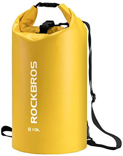ROCKBROS Dry Bag Wasserdicht Packsack für Wassersport, Strand, Schwimmen Boot Kajak Rafting Segeln Outdoor, Gelb, 20L