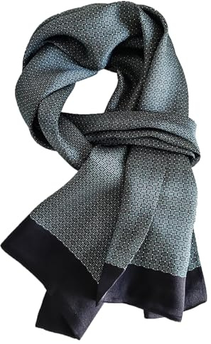 UK_Stone Halstuch Herren 100% Seide Schal Vintage Pattern Seidenschal Herrenschal,