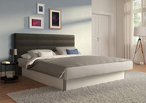 SuMa - komplettes Wasserbett 200x210 dual freistehend m. Sockel weiß und Kopfteil Largo, Farbe Carbon 200x210 cm