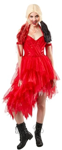 Rubie's Offizielles Harley Quinn Rotes Damenkleid Halloween Suicide Squad 2 Bösewicht-Kostüm für Damen Halloween