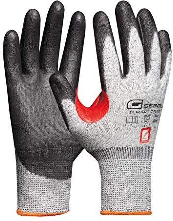 Gebol Eco Cut C Plus | Guanti da lavoro con protezione antitaglio | Guanti di montaggio da uomo | Taglia XXL (Gr 11) | Grigio | 1 paio