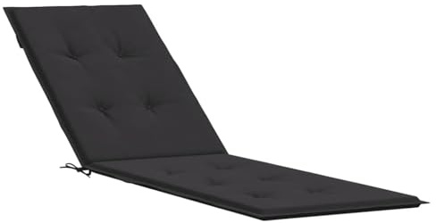 vidaXL Liegestuhl Auflage, Polster Auflage für Deckchair, Polsterauflage für Gartenliege, Liegenauflage Outdoor, Schwarz (75+105) x50x4cm