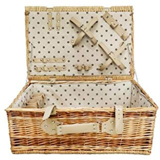 Picknickkorb mit großer Kapazität im Freien 4 Person Picknickkampf-Set, Willow Picknickkorb Zubehör Teller und Utensilien, perfekt für Picknicking Camping oder andere Outdoor Picknickkörbe Set Geschen