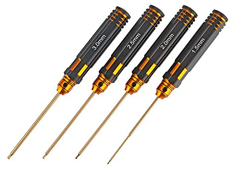 RECKWARD TUNING RT Werkzeug Set Innensechskant Kugel 1.5, 2.0, 2.5, 3.0mm Set Black golden Tungsten Steel 100mm
